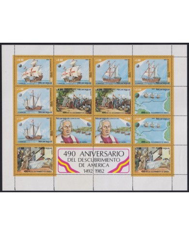 F-EX65020 NICARAGUA MNH 1982 COLON COLUMBUS DISCOVERY LANDING SHIP.