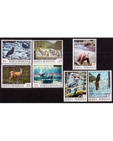 F-EX64650 ROMANIA RUMANIA MNH 1992 FOREST FAUNA BIRD WOLF OWL BEAR EAGLE DEER.