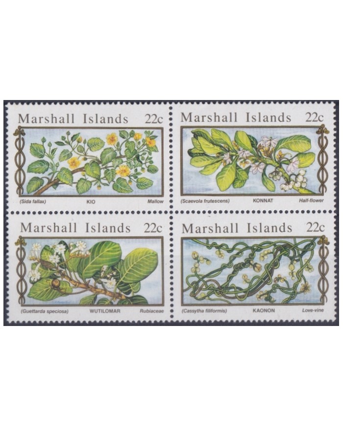 F-EX64507 MARSHALL IS MNH 1985 FLOWER FLORES BLOCK.