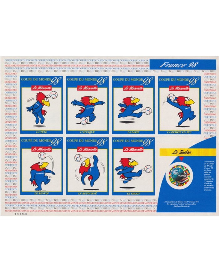 F-EX65027 FRANCE MNH 1998 SOCCER FOOTBALL FUTBOL WOLD CUP SPECIAL SHEET.