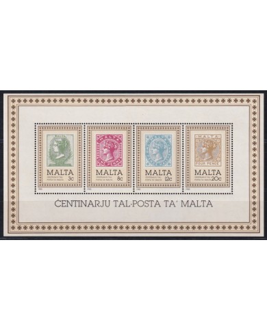 F-EX64647 MALTA MNH 1985 CENTENARY OF FIRST STAMPS.
