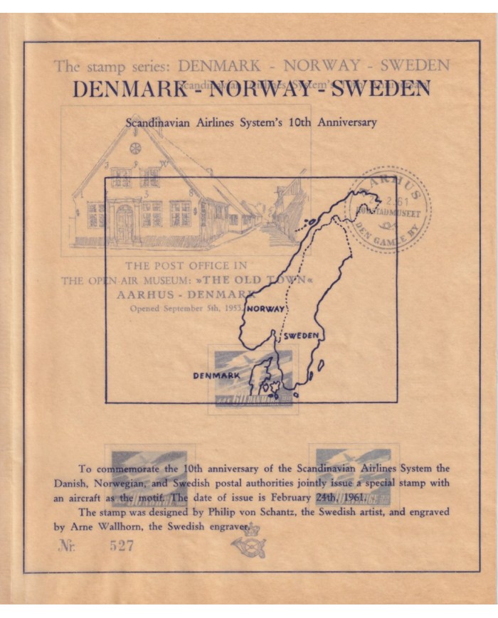 F-EX65023 DENMARK DANMARK 1961 OPEN AIR MUSEUM AARHUS SPECIAL CARDBOARD.