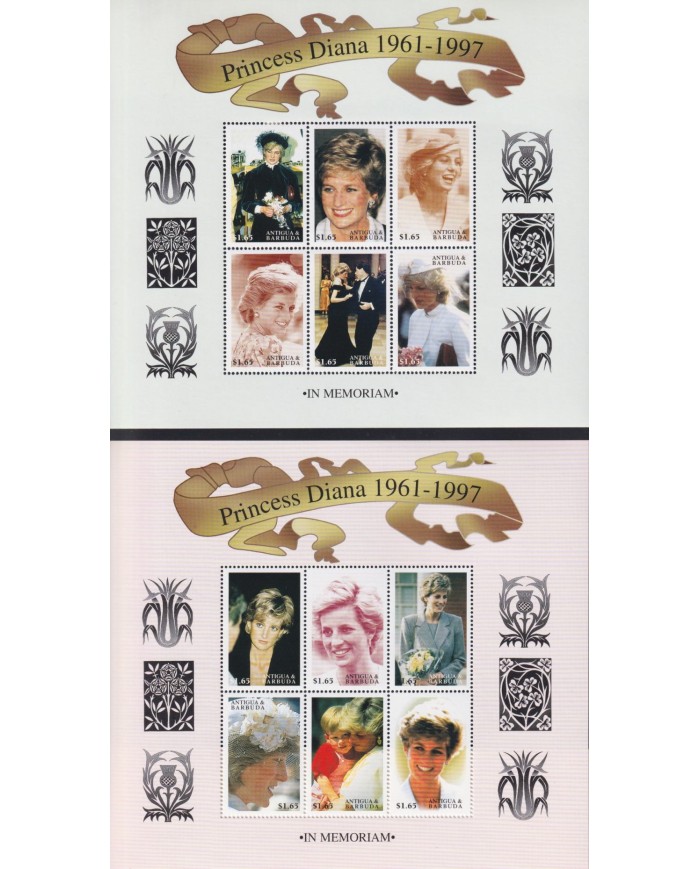F-EX65042 ANTIGUA & BARBUDA MNH 1997 PRINCESS DIANA IN MEMORIAM SPECIAL SHEET.