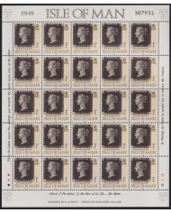F-EX65044 MAN IS UK ENGLAND MNH 1990 150 ANNIV PENNY BLACK SPECIAL SHEET.