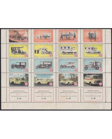 F-EX65046 GERMANY NO GUM CINDERELLA RED CROSS AUTOMOVIL AUTO BLOCK.