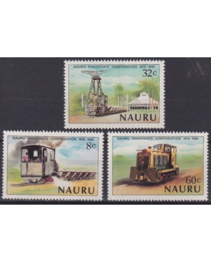F-EX63438 NAURU MNH 1980 PHOSPHATE RAILROAD TRAIN RAILWAYS LOCOMOTIVE FERROCARRIL