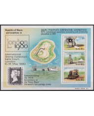 F-EX63604 NAURU MNH 1980 PHOSPHATE RAILROAD TRAIN RAILWAYS LOCOMOTIVE FERROCARRIL