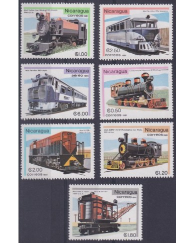 F-EX63439 NICARAGUA MNH 1981 RAILROAD TRAIN RAILWAYS LOCOMOTIVE FERROCARRIL