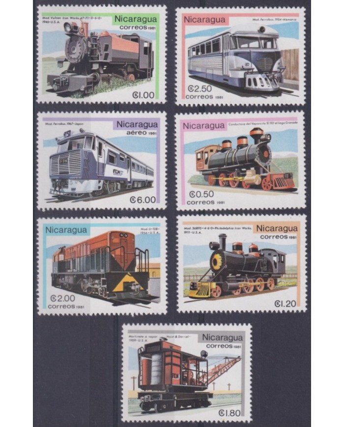 F-EX63439 NICARAGUA MNH 1981 RAILROAD TRAIN RAILWAYS LOCOMOTIVE FERROCARRIL