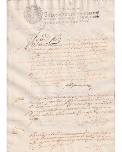 1696-PS-1 ESPAÑA SPAIN 1696 SEALLED PAPER REVENUE. SELLO 4º.
