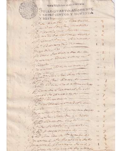 1696-PS-2 ESPAÑA SPAIN 1696 SEALLED PAPER REVENUE. SELLO OFICIO.