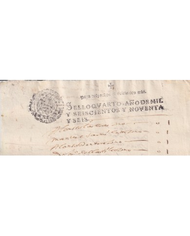 1696-PS-3 ESPAÑA SPAIN 1696 SEALLED PAPER REVENUE. SELLO OFICIO.