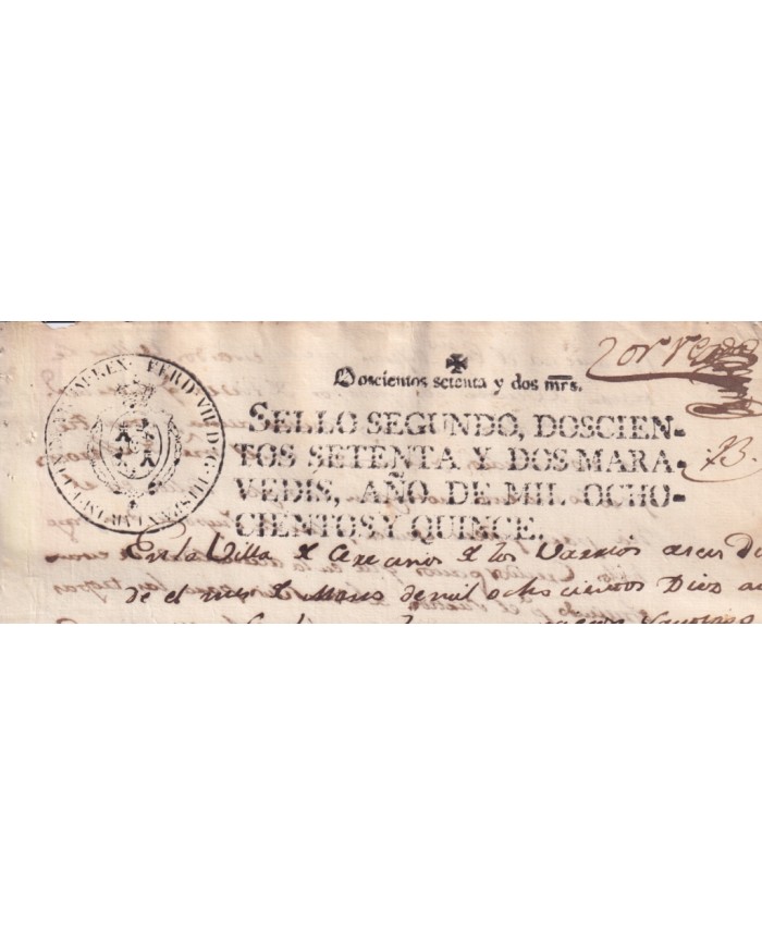 1815-PS-45 ESPAÑA SPAIN 1815 SEALLED PAPER REVENUE. SELLO 2º.