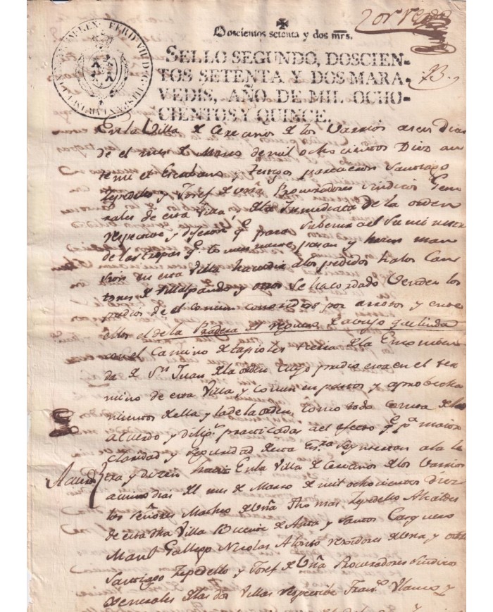 1815-PS-45 ESPAÑA SPAIN 1815 SEALLED PAPER REVENUE. SELLO 2º.