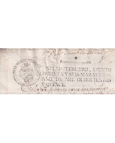 1815-PS-46 ESPAÑA SPAIN 1815 SEALLED PAPER REVENUE. SELLO 3º.