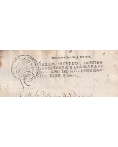 1816-PS-60 ESPAÑA SPAIN 1816 SEALLED PAPER REVENUE. SELLO 2º.