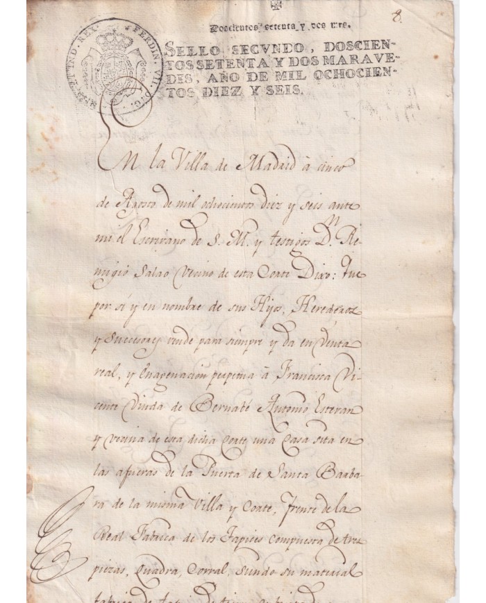 1816-PS-60 ESPAÑA SPAIN 1816 SEALLED PAPER REVENUE. SELLO 2º.