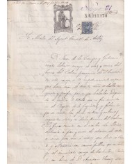 1874-PS-32 ESPAÑA SPAIN 1874 SEALLED PAPER REVENUE. SELLO 11º + WAR TAX.