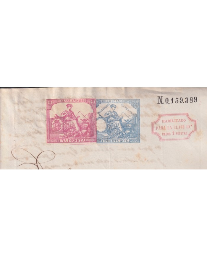 1882-PS-19 ESPAÑA SPAIN 1882 SEALLED PAPER REVENUE OVERPRINTED. 9º + POLIZAS 11º.