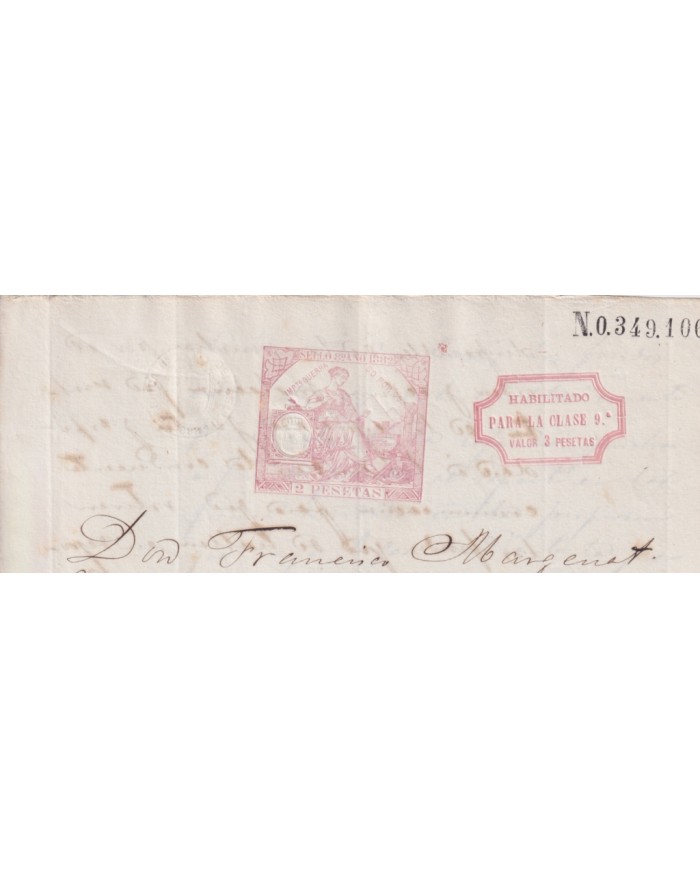 1882-PS-20 ESPAÑA SPAIN 1882 SEALLED PAPER REVENUE OVERPRINTED. 9º + POLIZAS 11º.