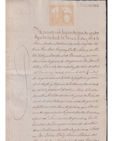 1886-PS-12 ESPAÑA SPAIN 1886 SEALLED PAPER REVENUE SELLO 10º + TIMBRE MOVIL.