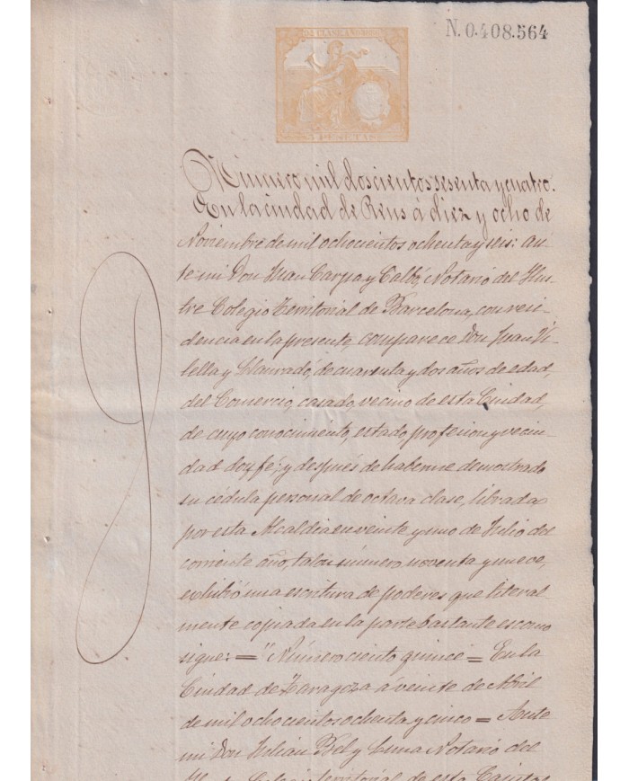 1886-PS-12 ESPAÑA SPAIN 1886 SEALLED PAPER REVENUE SELLO 10º + TIMBRE MOVIL.