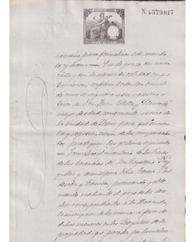 1886-PS-13 ESPAÑA SPAIN 1886 SEALLED PAPER REVENUE. SELLO 9º + BURGOS LAWYER.