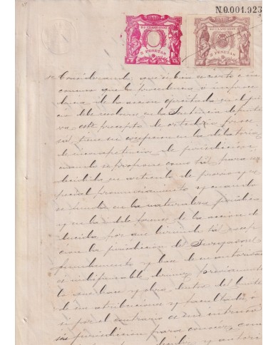 1895-PS-12 ESPAÑA SPAIN 1895 SEALLED PAPER REVENUE OVERPRINTED. 8º + POLIZAS 11º.