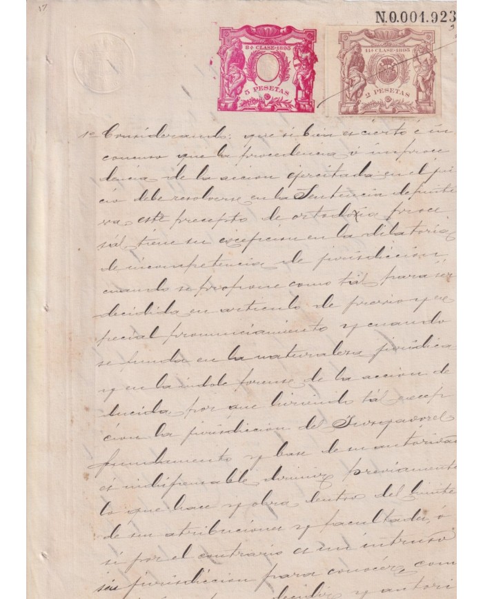 1895-PS-12 ESPAÑA SPAIN 1895 SEALLED PAPER REVENUE OVERPRINTED. 8º + POLIZAS 11º.
