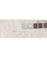 1899-PS-11 ESPAÑA SPAIN 1899 SEALLED PAPER REVENUE. SELLO 10º + 10+40c WAR TAX.