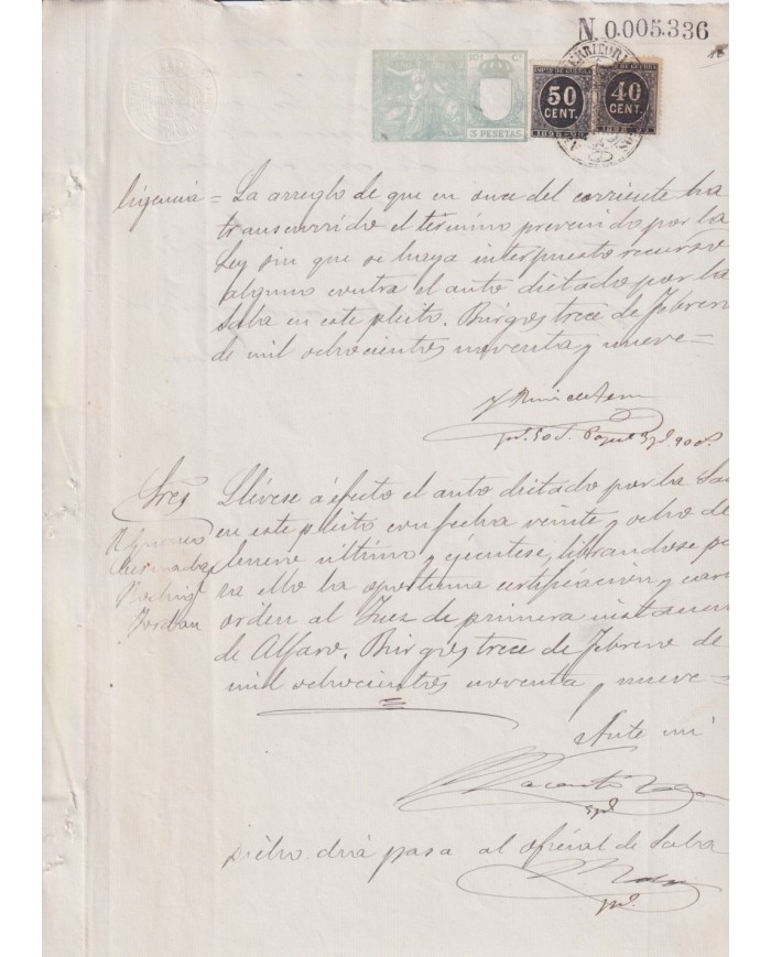 1899-PS-12 ESPAÑA SPAIN 1899 SEALLED PAPER REVENUE. SELLO 10º + 50+40c WAR TAX.