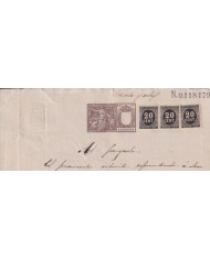 1899-PS-14 ESPAÑA SPAIN 1899 SEALLED PAPER REVENUE. SELLO 9º + 10 pta WAR TAX + POLIZA.