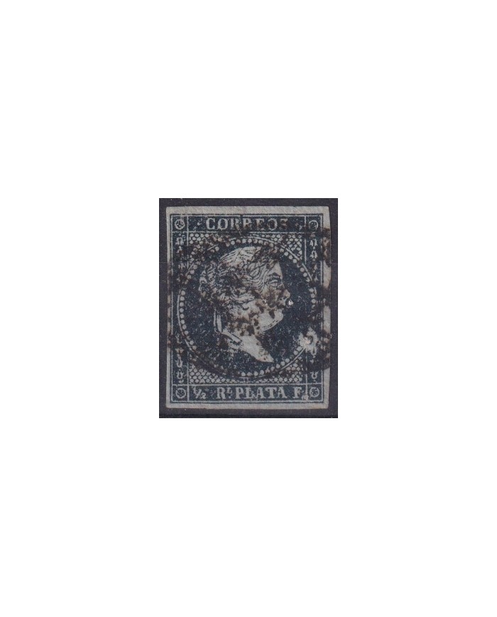 1855-340 CUBA ANTILLAS SPAIN 1855 ISABEL II Nº.1 ½ r GREEN BLACK CON BURBUJA DE IMPRESIÓN.