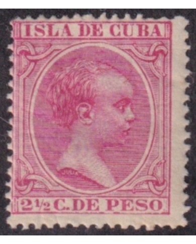 1896-329 CUBA SPAIN MH 1896 ALFONSO XII 2 ½ c.