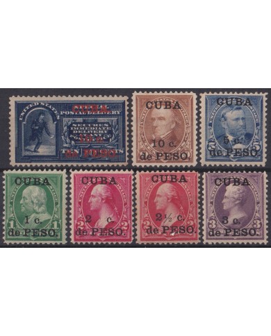 1899-764 CUBA US OCCUPATION 1899 US OVERPRINTED SET 1c-10c SPECIAL DELIVERY ORIGINAL GUM & WITHOUT GUM.