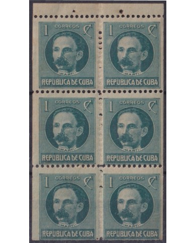 1917-447 CUBA REPUBLICA 1917 1c JOSE MARTI BOOKLED ORIGINAL GUM.
