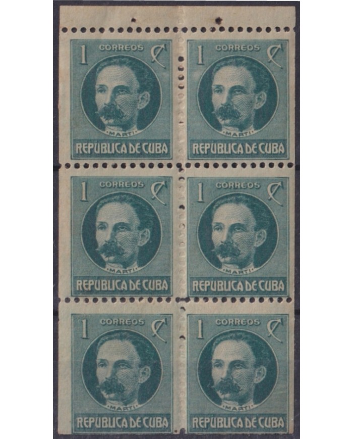 1917-447 CUBA REPUBLICA 1917 1c JOSE MARTI BOOKLED ORIGINAL GUM.