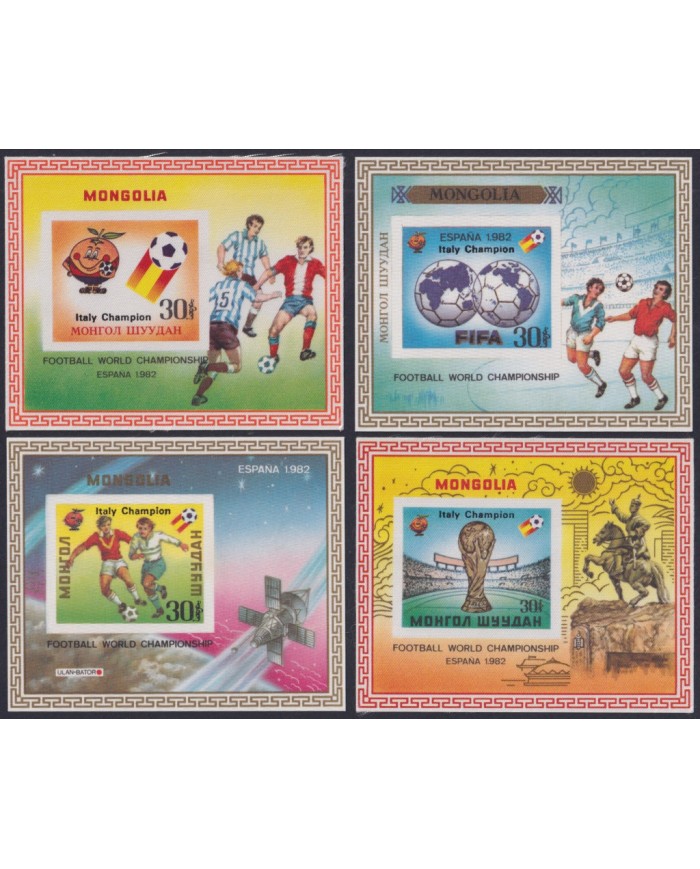 F-EX46792 MONGOLIA 1982 RARE TEXTURE “COSTUMES” 6 SHEET SOCCER CUP FOOTBALL.