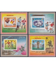 F-EX46792 MONGOLIA 1982 RARE TEXTURE “COSTUMES” 6 SHEET SOCCER CUP FOOTBALL.