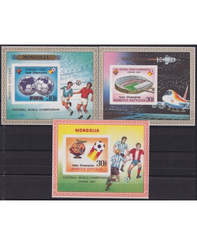 F-EX52422 MONGOLIA MNH 1982 SOCCER FOOTBALL IMPERF OVERPRINTED SPECIAL TEXTURE ONLY 3.