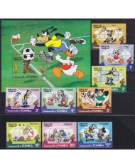 F-EX63625 DOMINICA 1982 SPAIN SOCCER WORLD CUP DISNEY GOOFY DONALD MICKEY MOUSE.