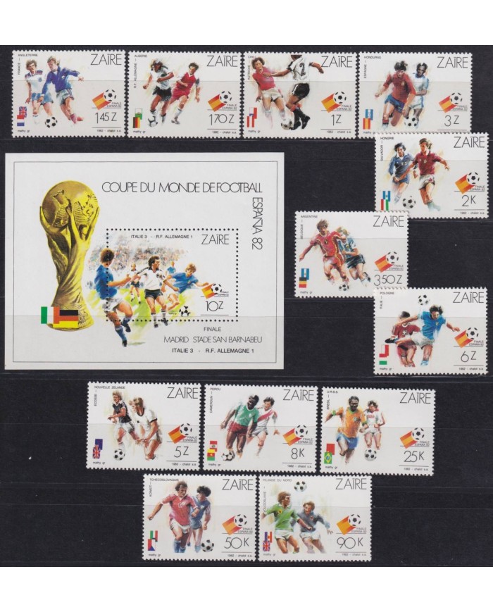 F-EX63629 ZAIRE MNH 1982 SHEET SPAIN SOCCER WORLD CUP FUTBOL.