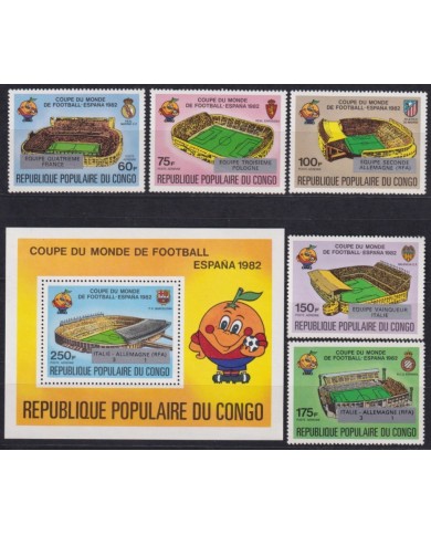 F-EX63639 CONGO MNH 1982 WORLD CHAMPIONSHIP SOCCER FOOTBALL WINNER OVERPRINT.