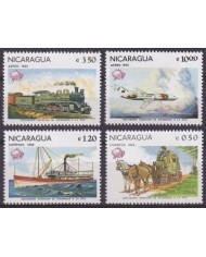 F-EX63432 NICARAGUA MNH 1982 UPU SHIP AVION RAILROAD TRAIN RAILWAYS LOCOMOTIVE FERROCARRIL.