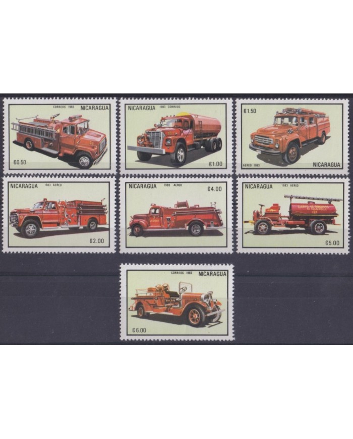 F-EX63429 NICARAGUA MNH 1983 FIRETRUCK FIREFITHING CAR CARROS DE BOMBEROS.