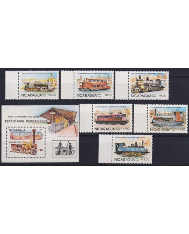 F-EX63441 NICARAGUA MNH 1985 RAILROAD TRAIN RAILWAYS LOCOMOTIVE FERROCARRIL.