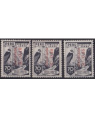 F-EX63459 PERU MH-MNH 1949 AIRMAIL OVERPRINT CONDOR BIRD & RAILROAD TRAIN LOCOMOTIVE.