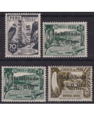 F-EX63457 PERU MH 1949 AIRMAIL OVERPRINT CONDOR BIRD & RAILROAD TRAIN LOCOMOTIVE.