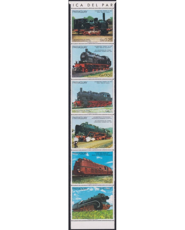 F-EX63462 PARAGUAY MNH 1985 RAILROAD TRAIN RAILWAYS LOCOMOTIVE FERROCARRIL.