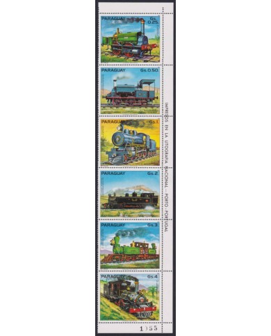 F-EX63463 PARAGUAY MNH 1982 RAILROAD TRAIN RAILWAYS LOCOMOTIVE FERROCARRIL.